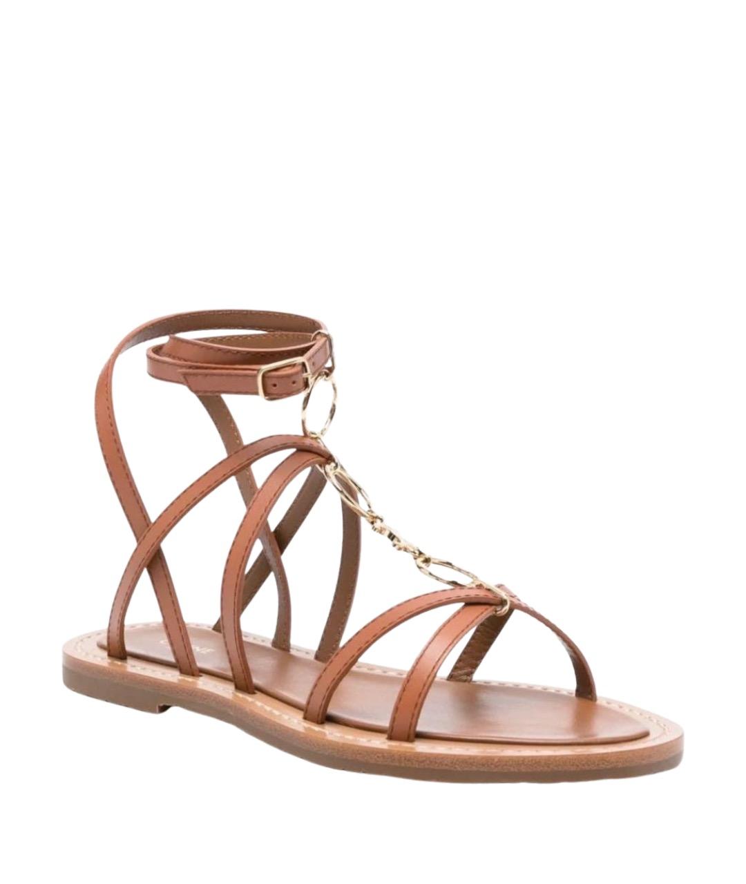 CELINE Коричневые кожаные сандалии, фото 1