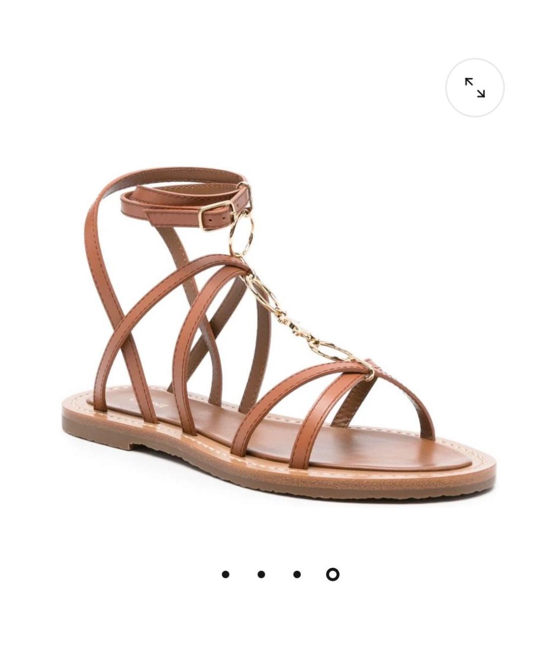 CELINE Коричневые кожаные сандалии, фото 9