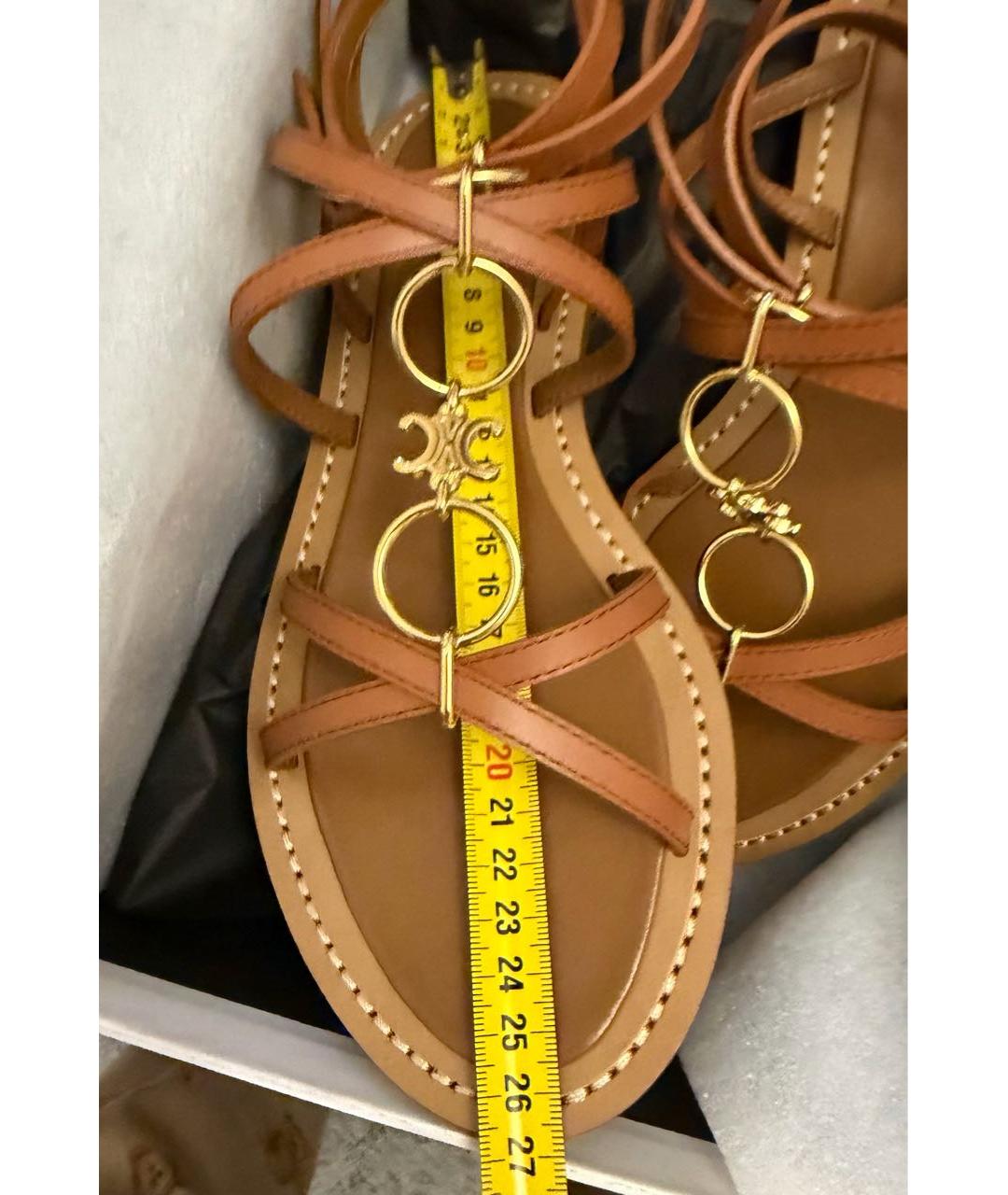 CELINE Коричневые кожаные сандалии, фото 6