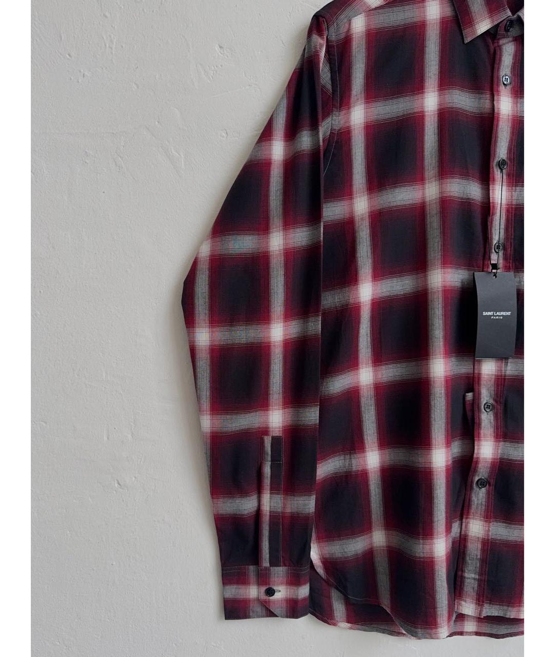 SAINT LAURENT Бордовая хлопко-шелковая кэжуал рубашка, фото 3