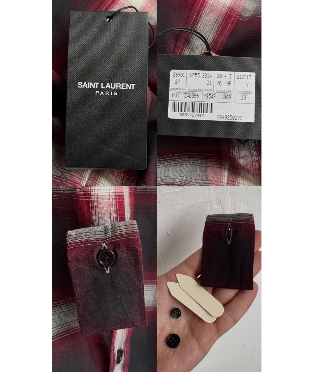 SAINT LAURENT Бордовая хлопко-шелковая кэжуал рубашка, фото 8