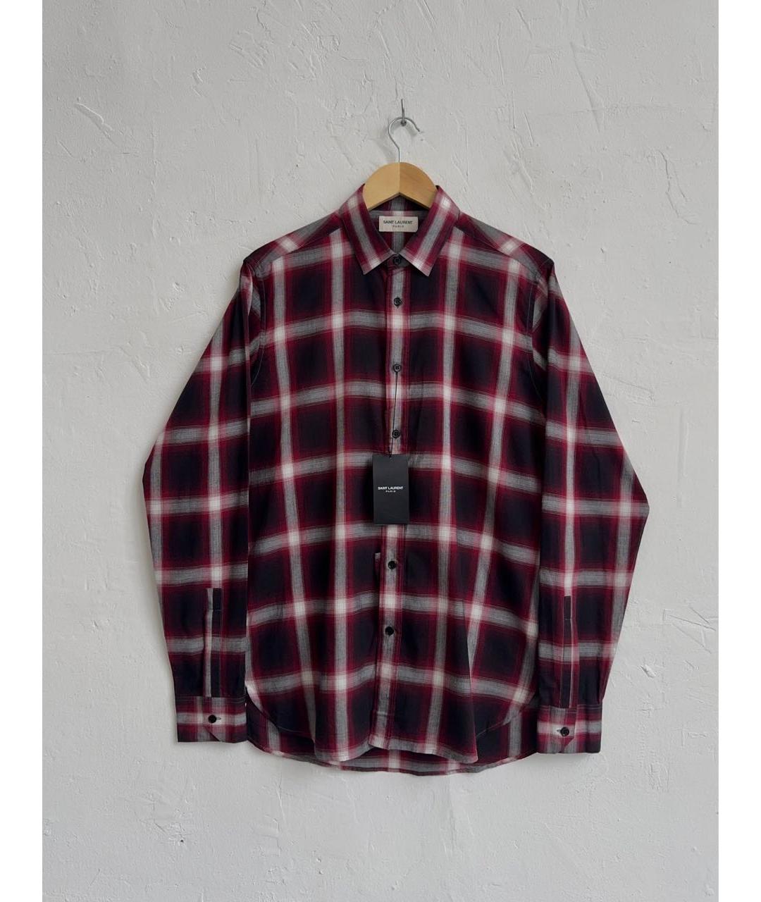 SAINT LAURENT Бордовая хлопко-шелковая кэжуал рубашка, фото 9