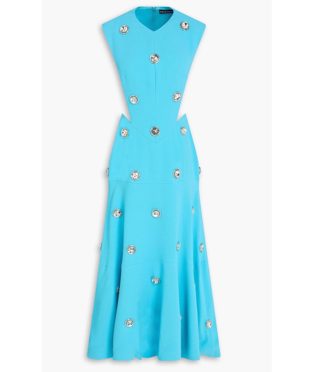 DAVID KOMA Бирюзовое вискозное коктейльное платье, фото 5