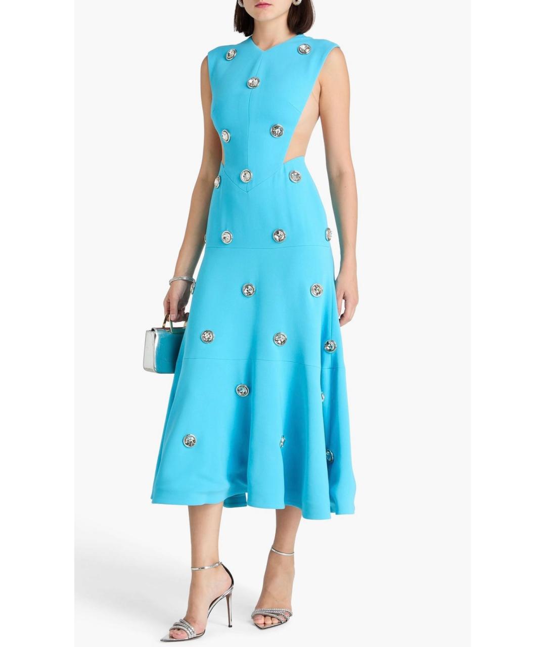 DAVID KOMA Бирюзовое вискозное коктейльное платье, фото 2