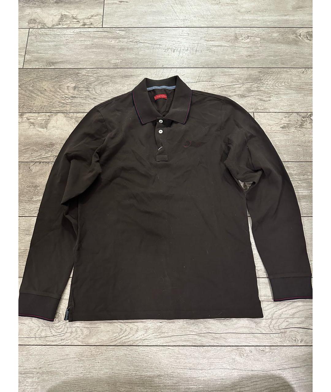 JACOB COHEN Коричневое хлопковое поло с длинным рукавом, фото 7