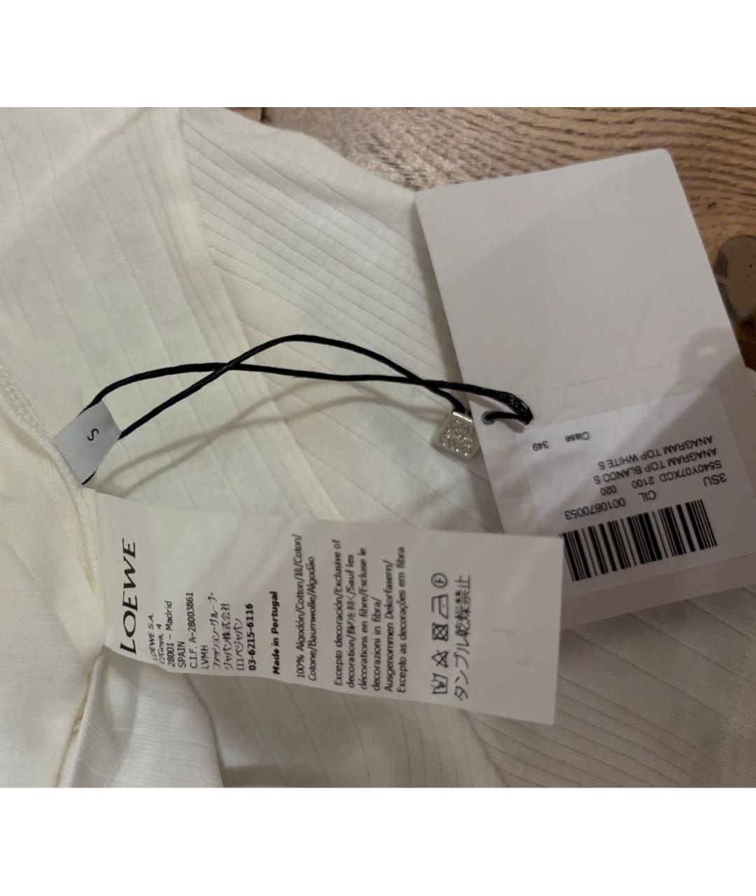 LOEWE Белая хлопковая футболка, фото 7