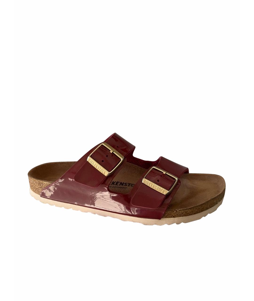 BIRKENSTOCK Бордовые кожаные сандалии, фото 1