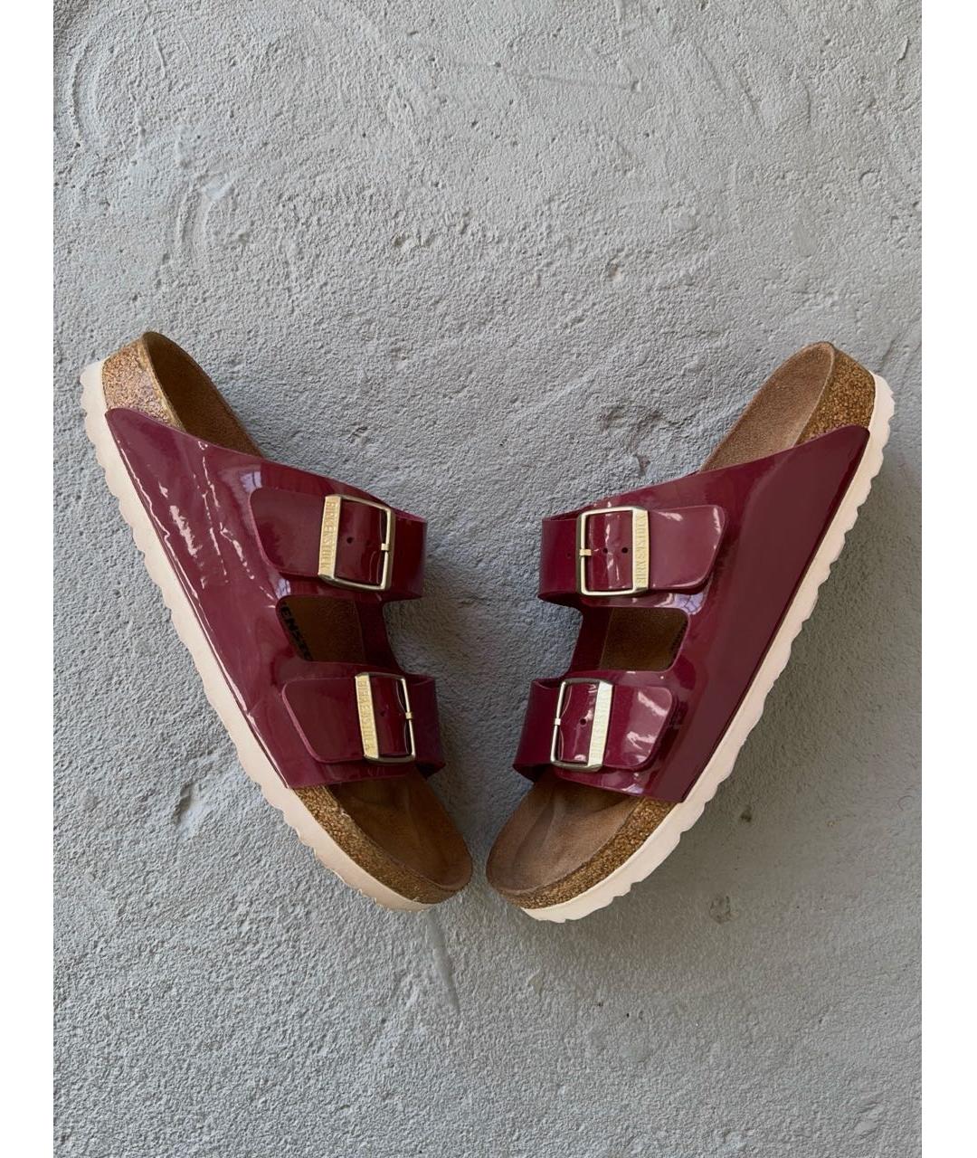 BIRKENSTOCK Бордовые кожаные сандалии, фото 4