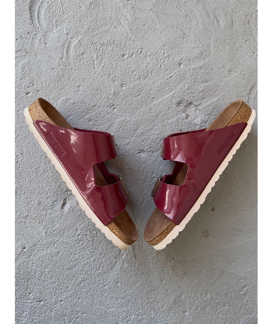 BIRKENSTOCK Бордовые кожаные сандалии, фото 5