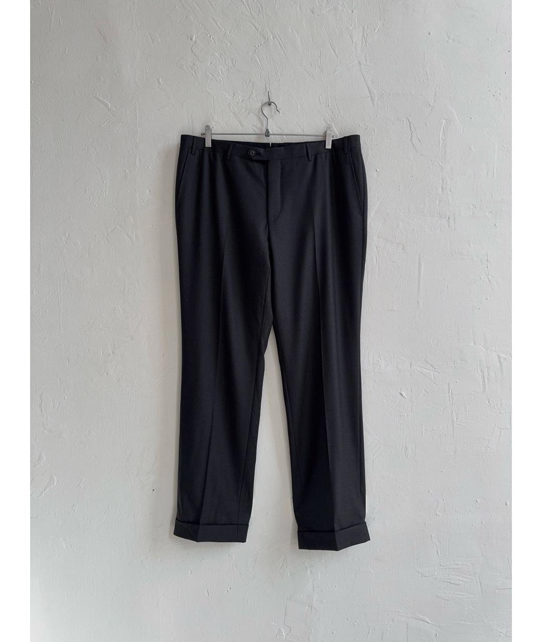 CORNELIANI Антрацитовые шерстяные классические брюки, фото 9