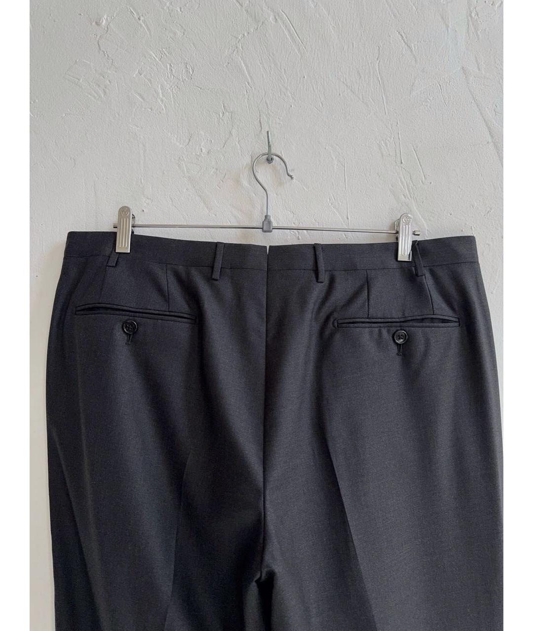 CORNELIANI Антрацитовые шерстяные классические брюки, фото 3