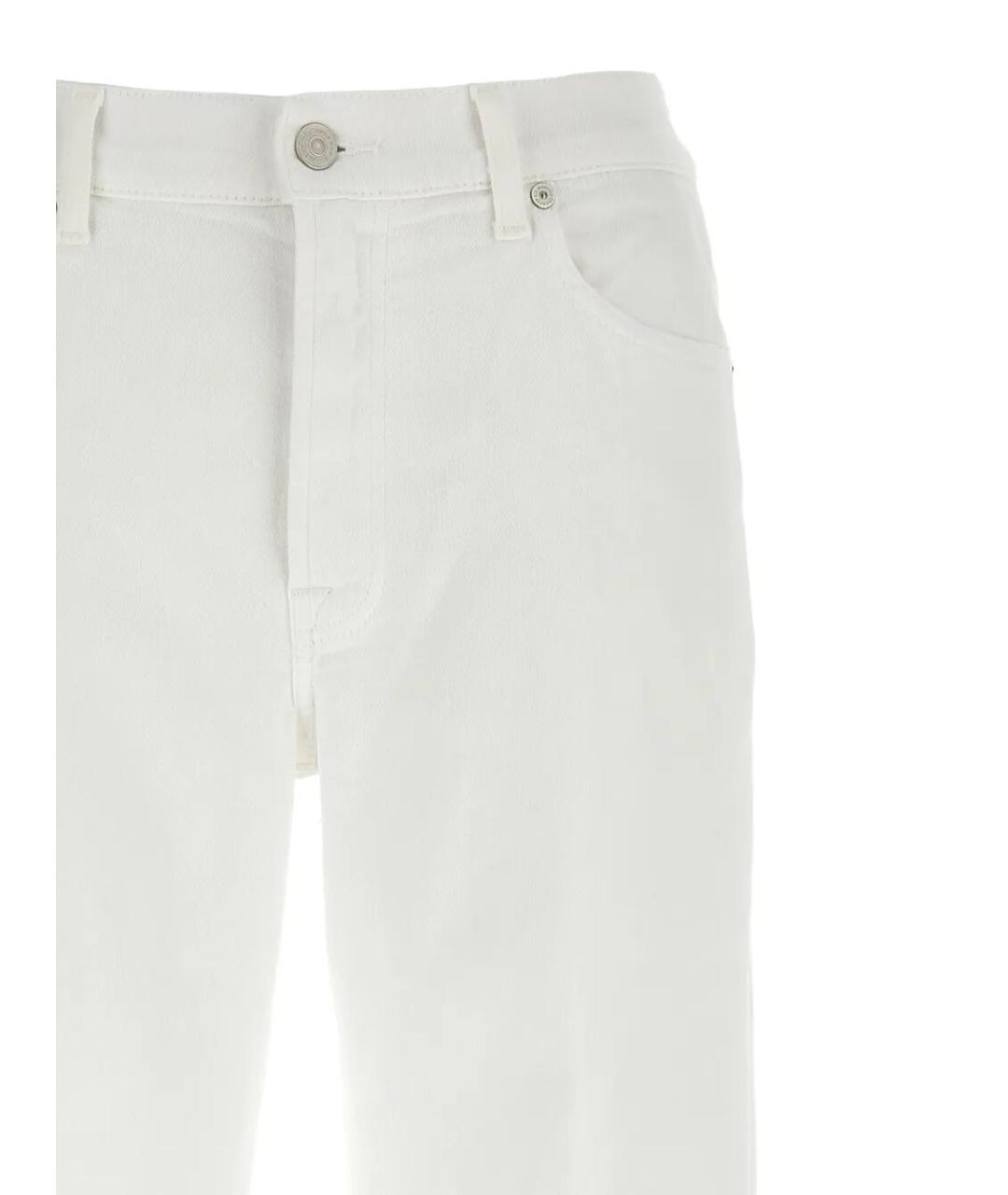 7 FOR ALL MANKIND Белые хлопковые прямые джинсы, фото 4
