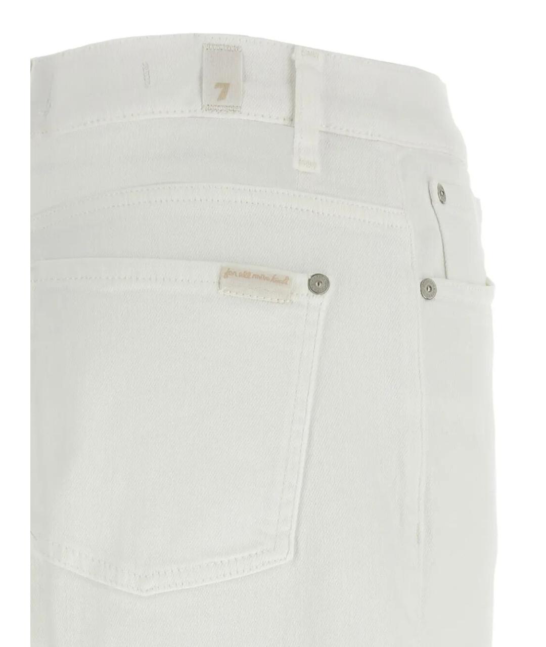 7 FOR ALL MANKIND Белые хлопковые прямые джинсы, фото 3