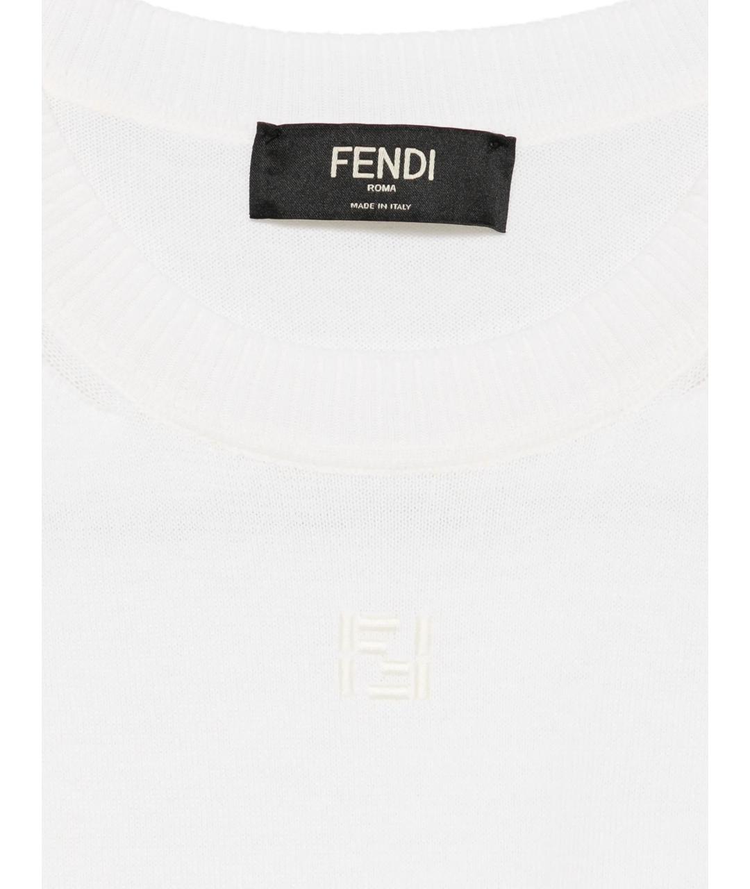 FENDI Белая хлопковая футболка, фото 3