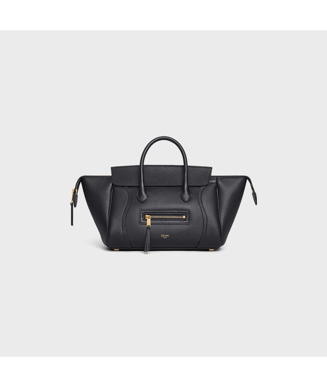 CELINE Черная кожаная сумка тоут, фото 5