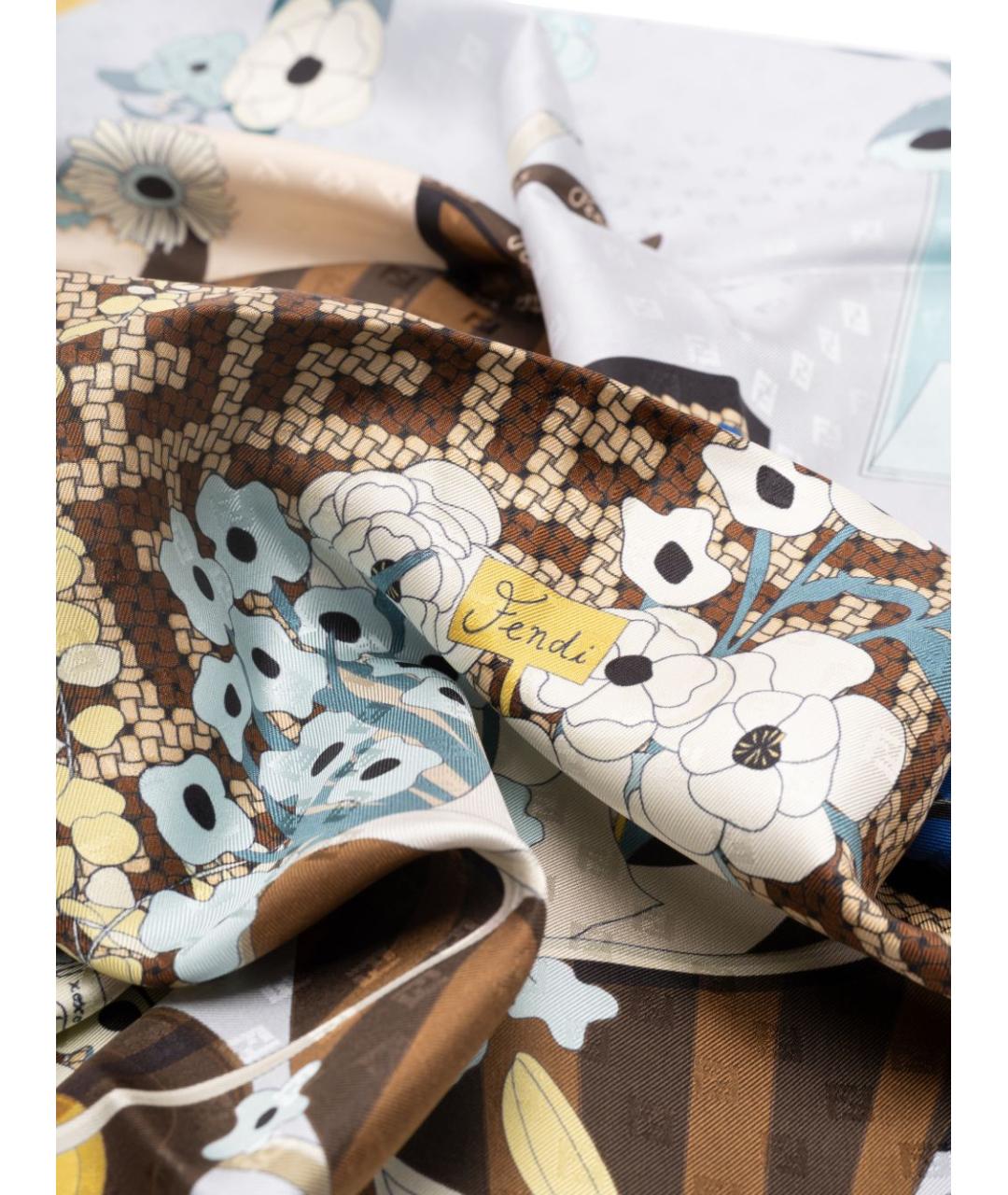 FENDI Мульти шелковый платок, фото 5