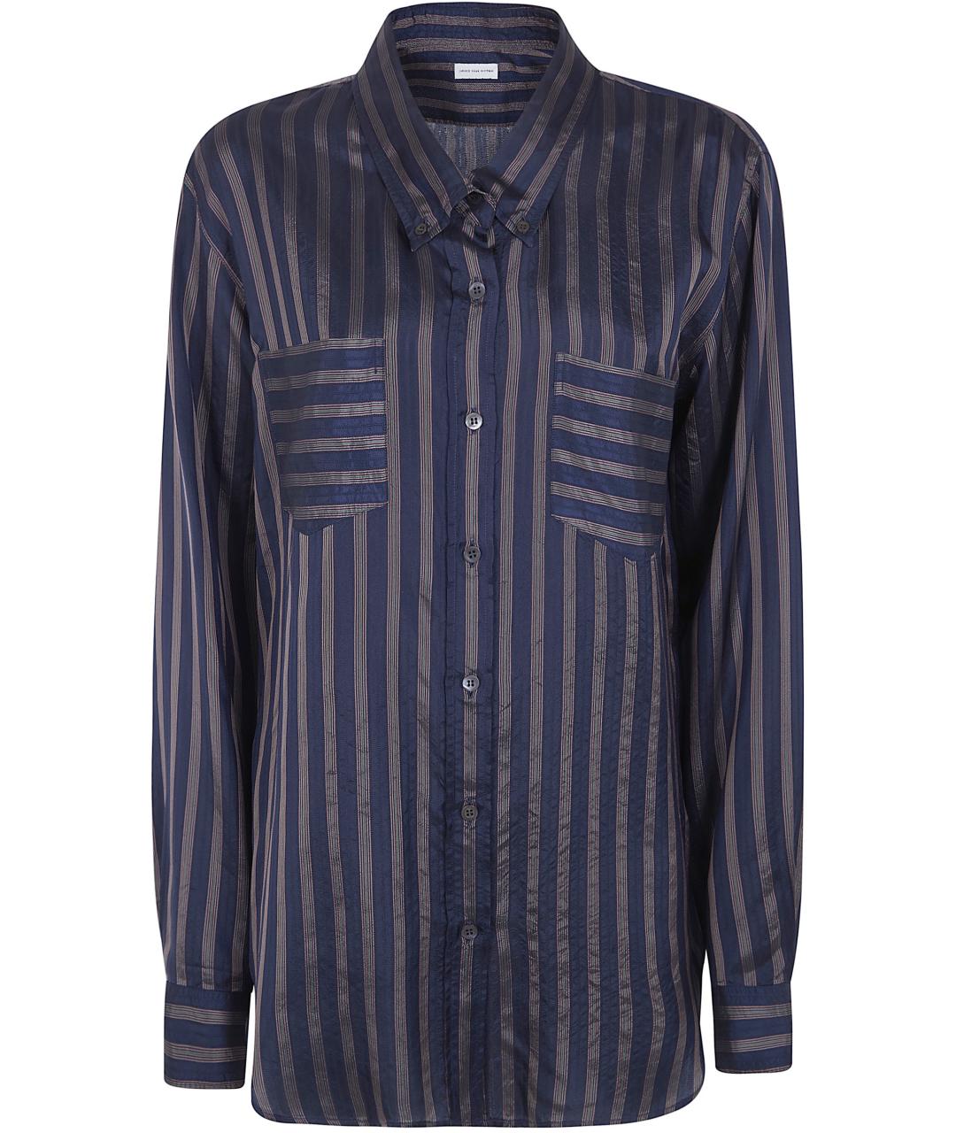 DRIES VAN NOTEN Синяя вискозная рубашка, фото 1