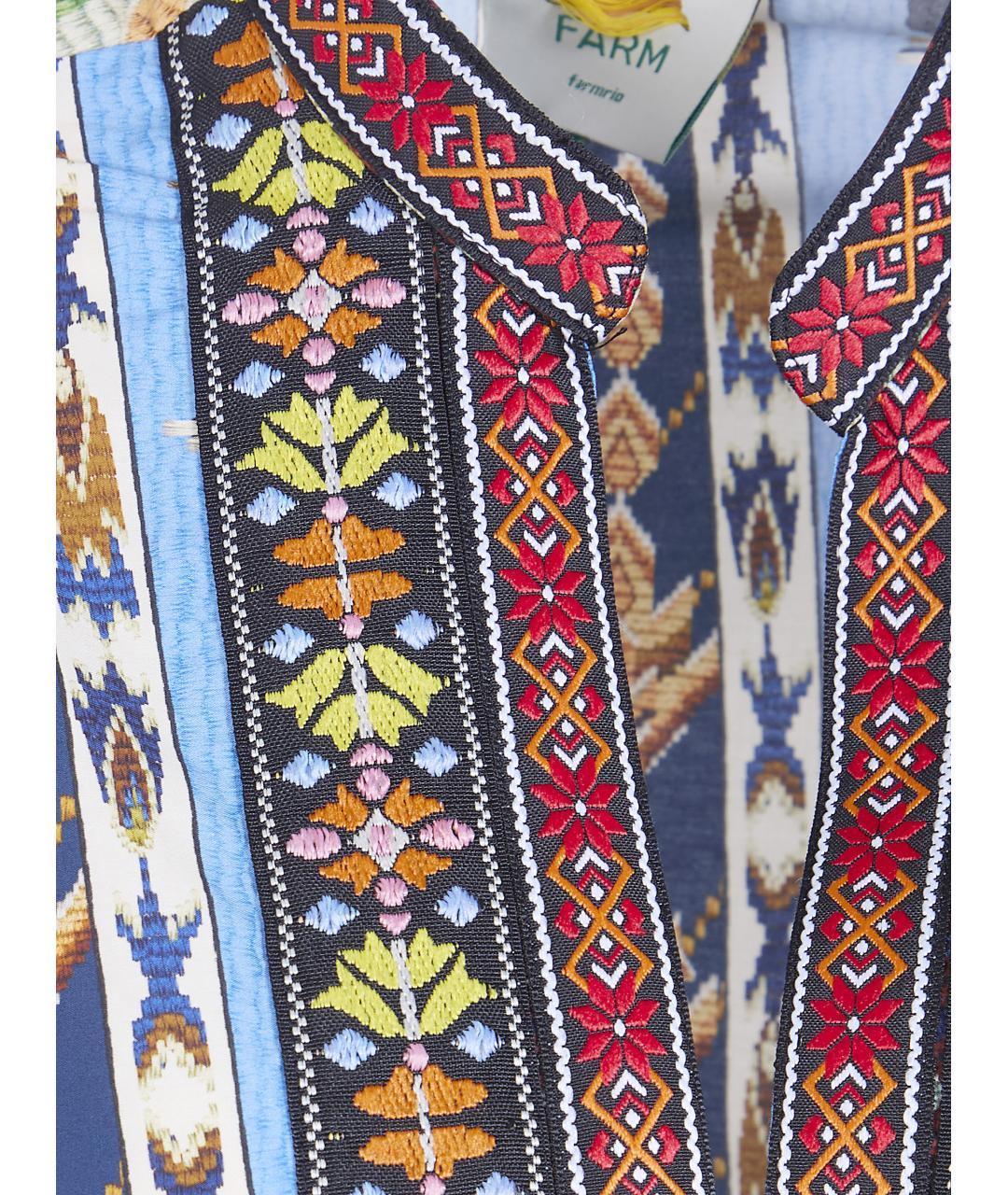 FARM RIO Синее льняное повседневное платье, фото 3