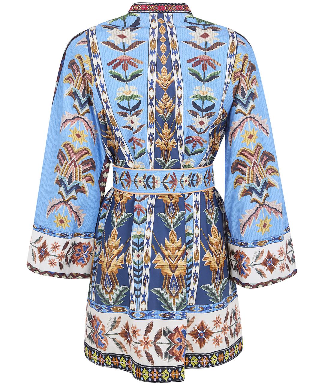 FARM RIO Синее льняное повседневное платье, фото 2