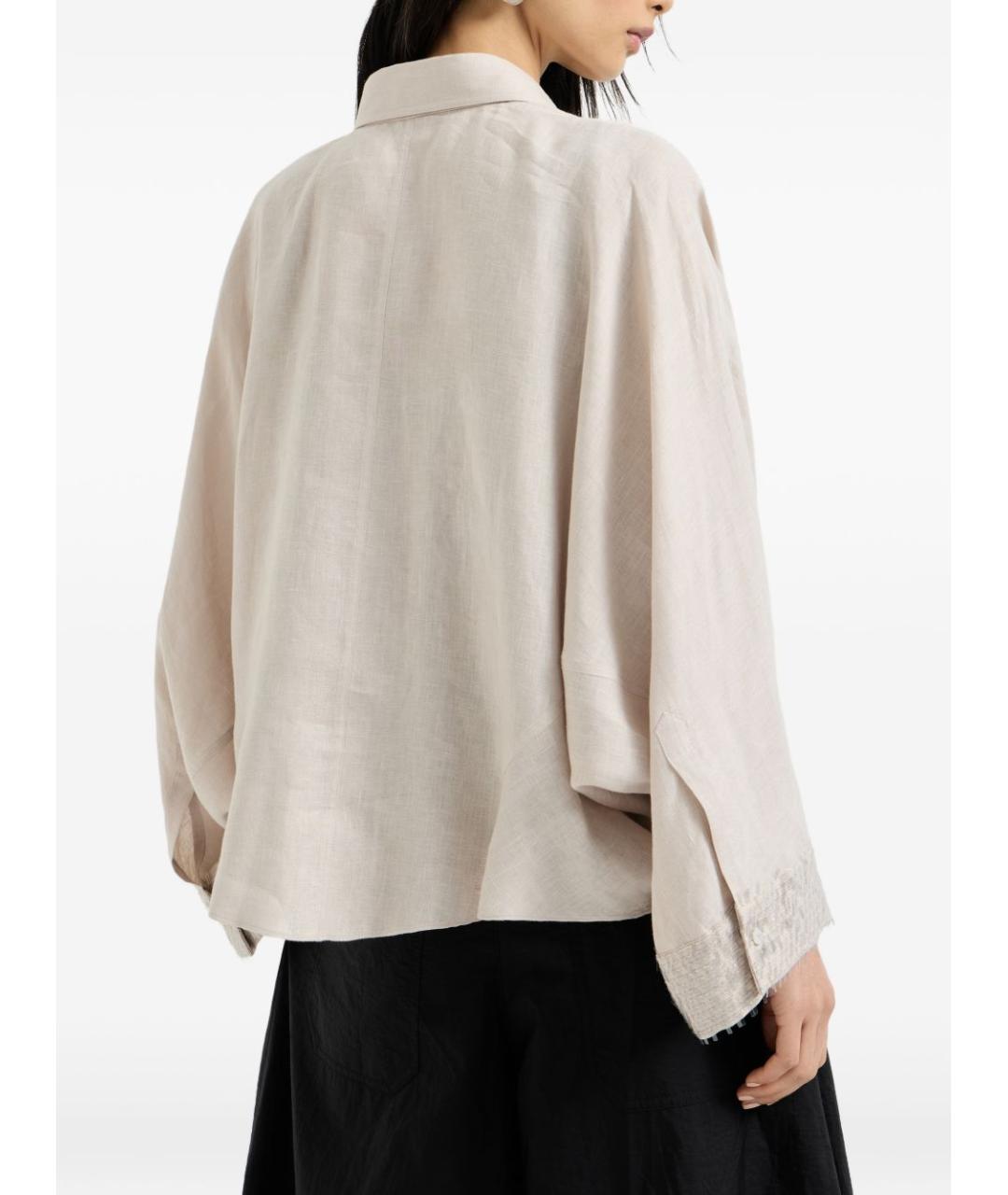 BRUNELLO CUCINELLI Серая льняная рубашка, фото 4