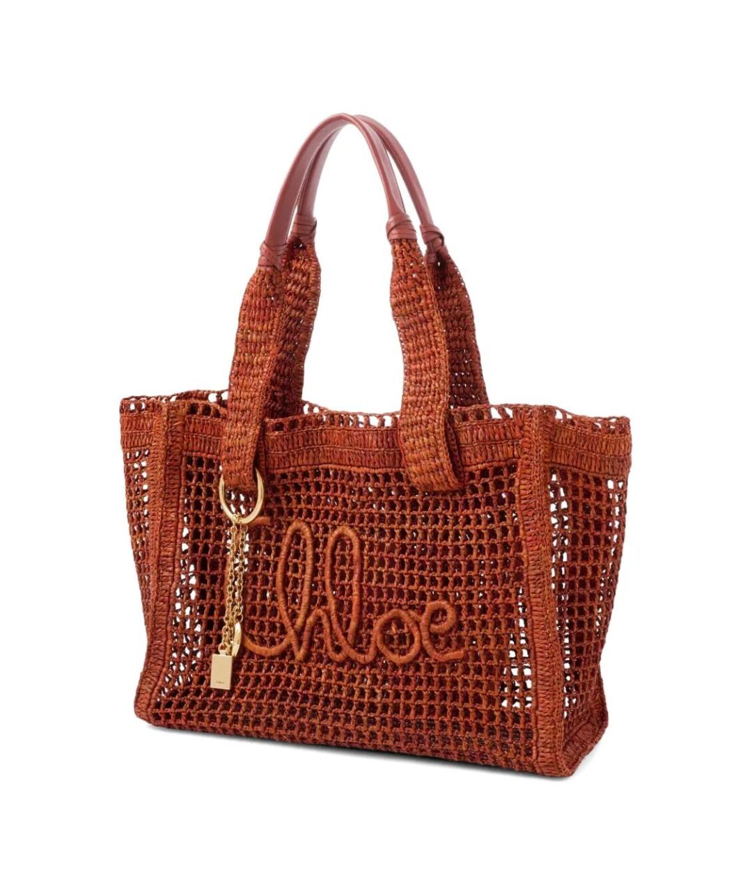 CHLOE Коричневая пелетеная сумка тоут, фото 3