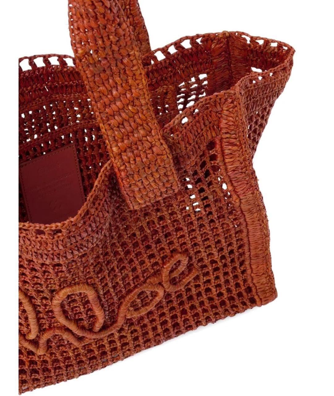 CHLOE Коричневая пелетеная сумка тоут, фото 5