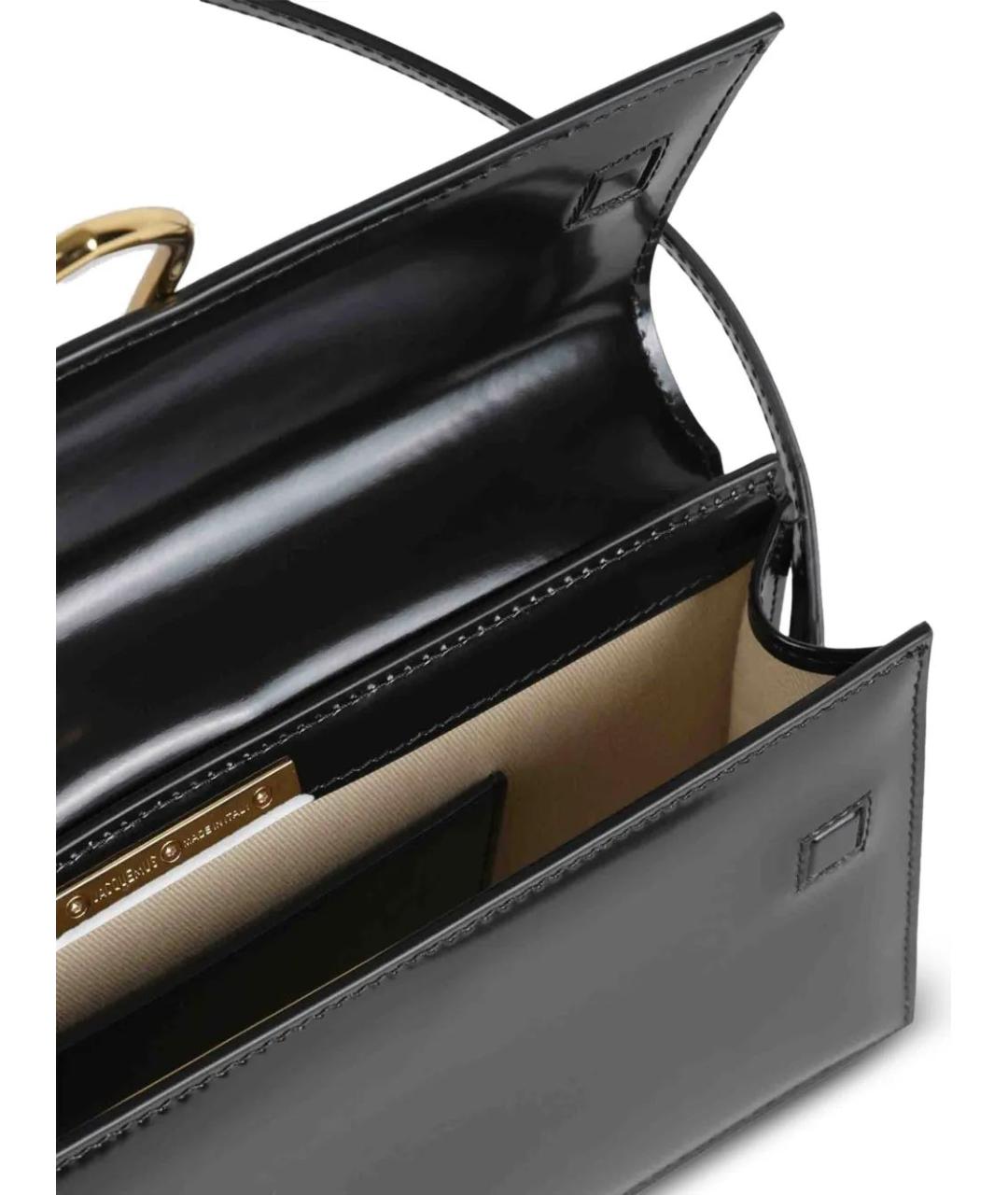 JACQUEMUS Черная кожаная сумка через плечо, фото 5