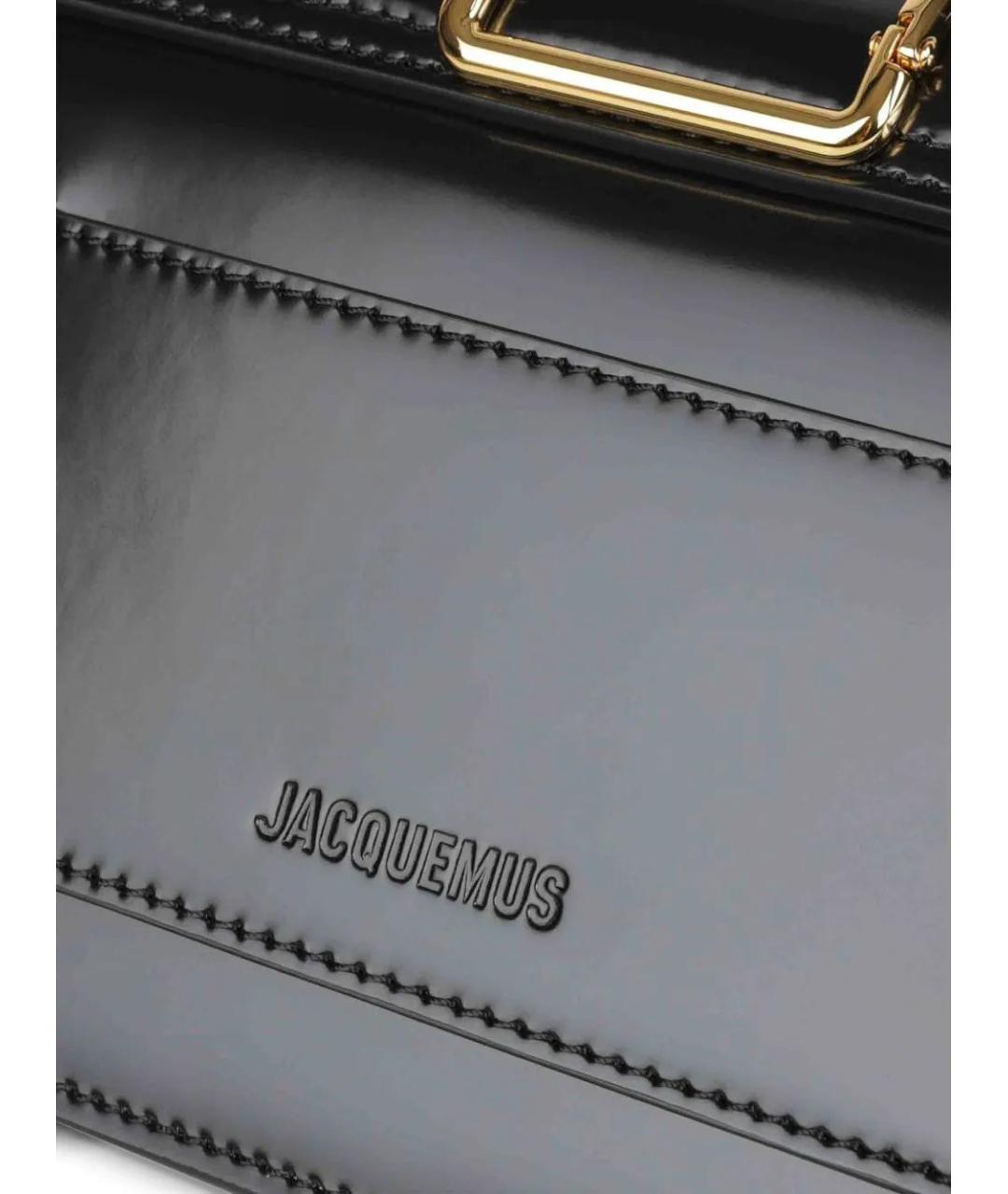 JACQUEMUS Черная кожаная сумка через плечо, фото 4