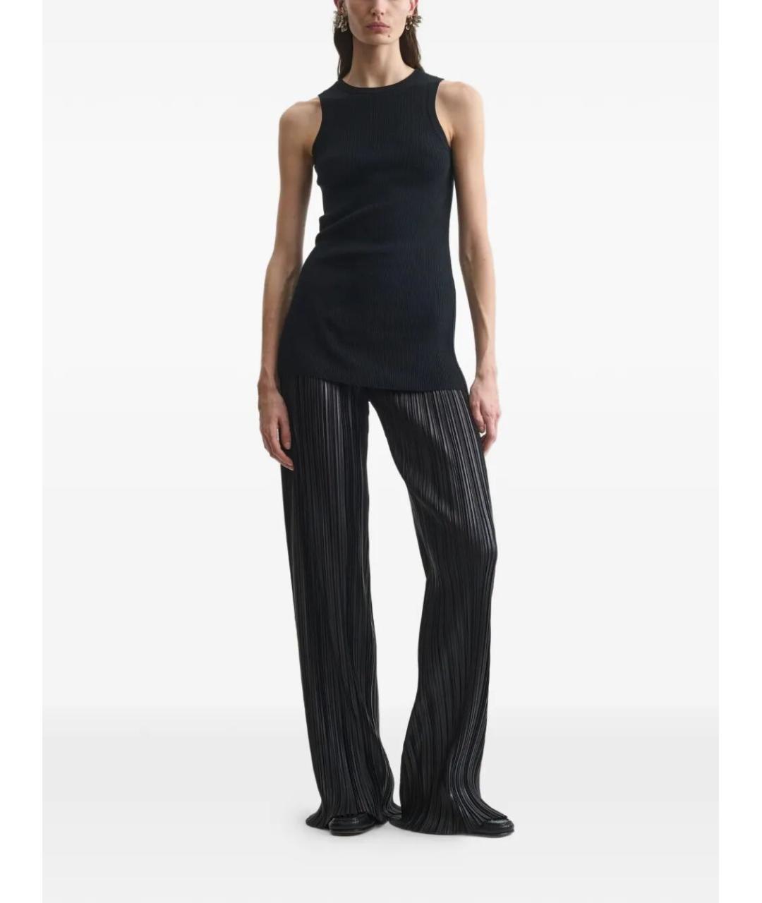 PHOEBE PHILO Черные полиэстеровые прямые брюки, фото 3