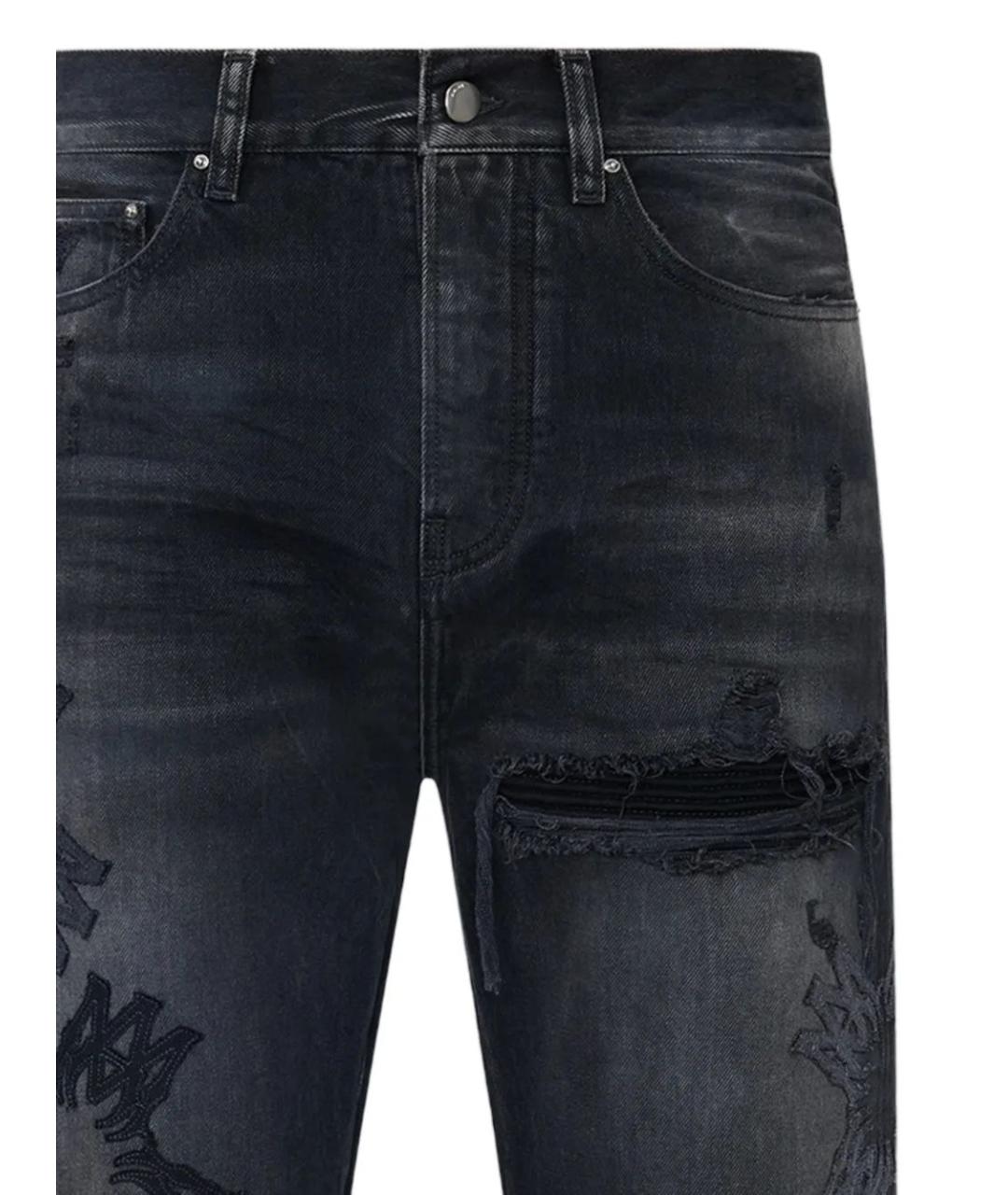 AMIRI Антрацитовые хлопко-кашемировые джинсы скинни, фото 2