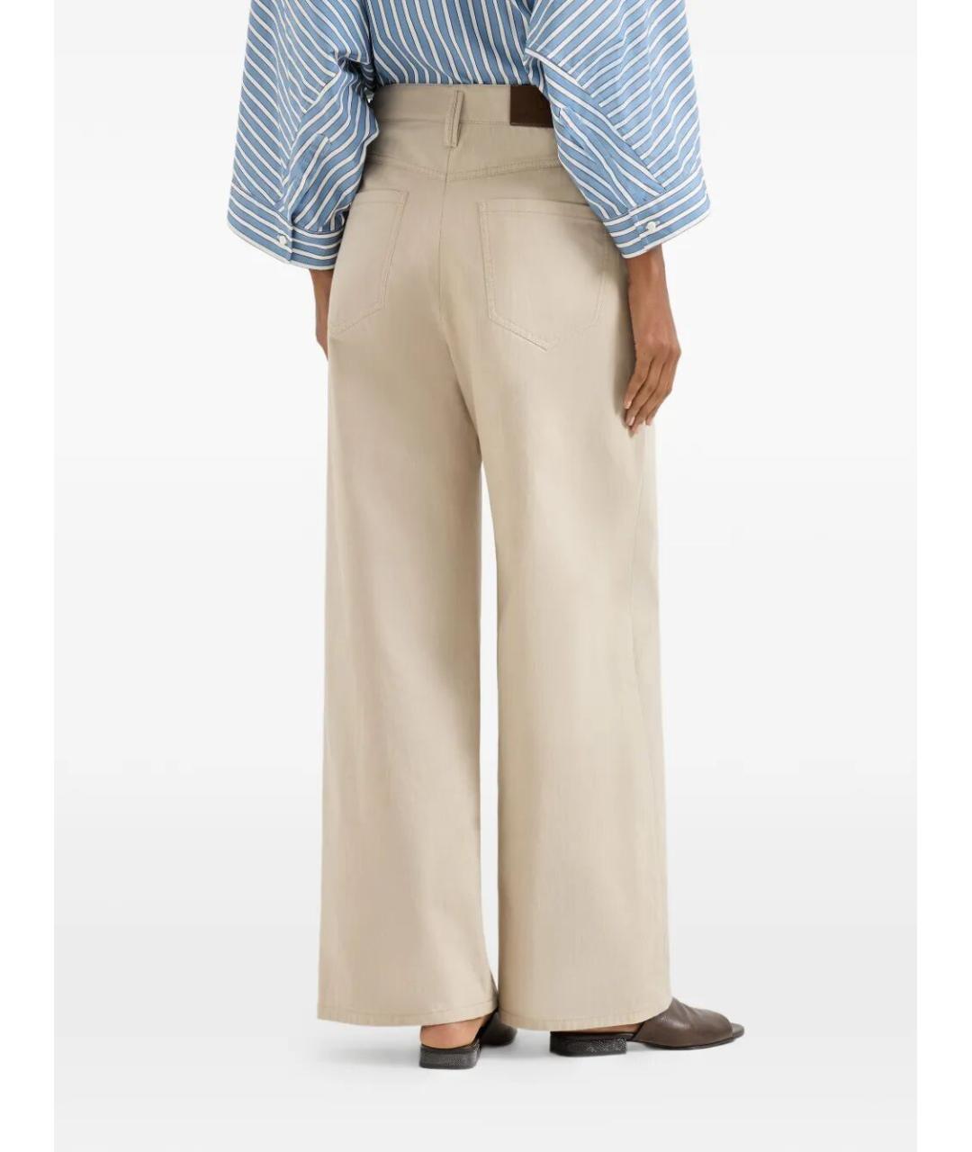 BRUNELLO CUCINELLI Бежевые хлопковые брюки широкие, фото 5