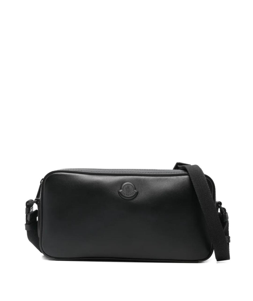 MONCLER Черная кожаная сумка на плечо, фото 1