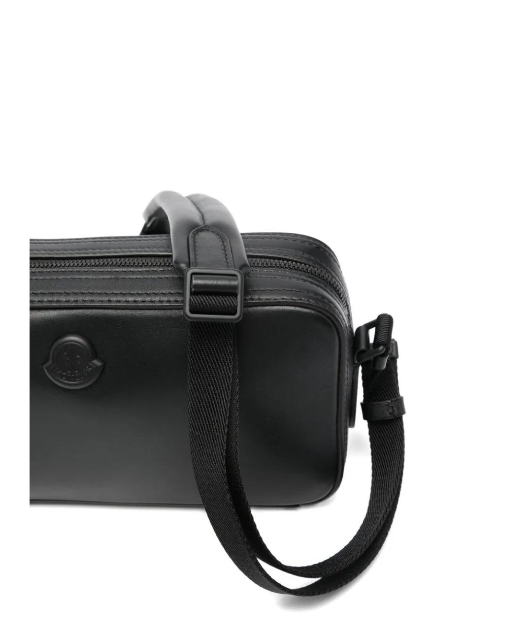 MONCLER Черная кожаная сумка на плечо, фото 3