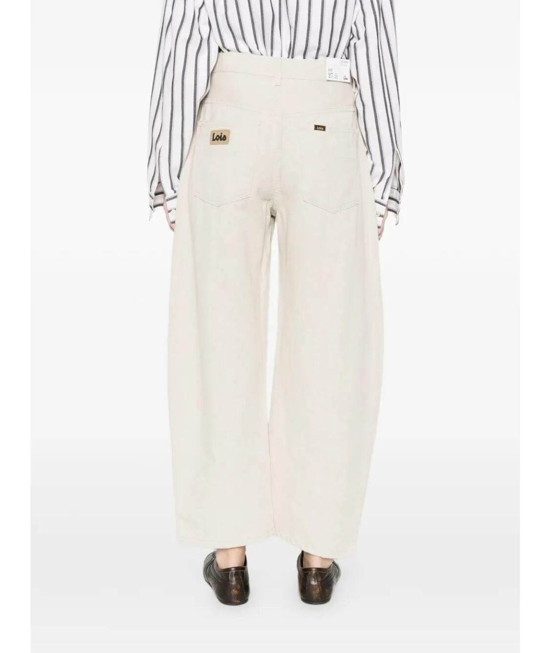 LOIS JEANS Белые хлопковые прямые брюки, фото 4