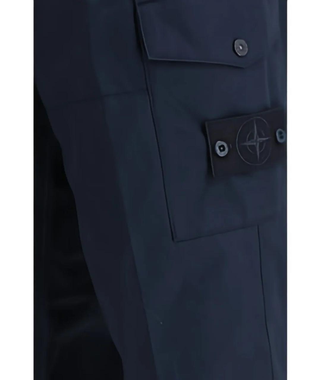 STONE ISLAND Синие хлопковые повседневные брюки, фото 3