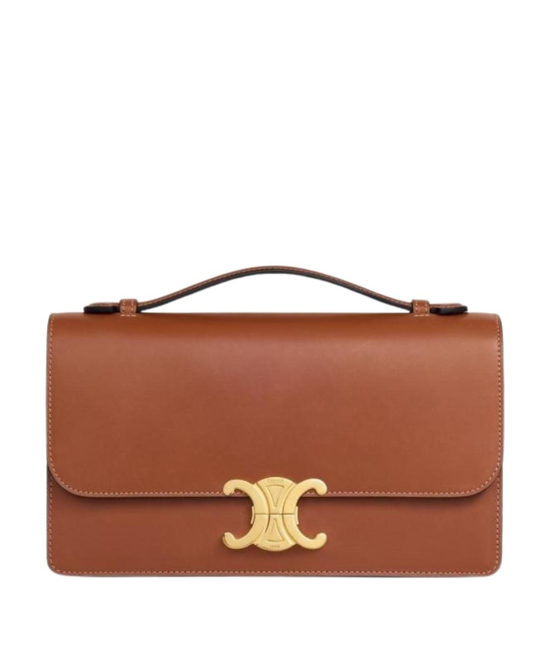 CELINE Коричневая кожаная сумка через плечо, фото 1