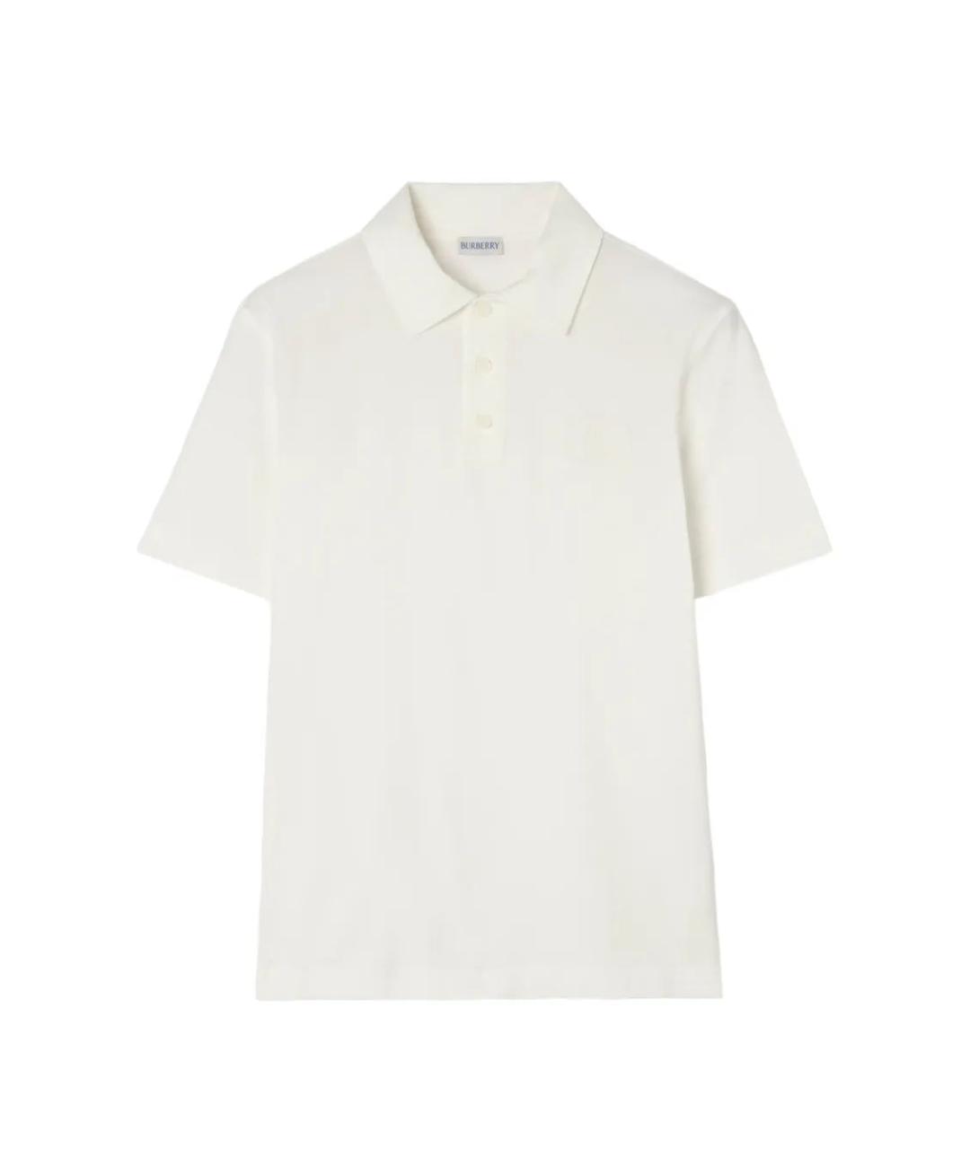 BURBERRY Белое хлопковое поло с коротким рукавом, фото 1