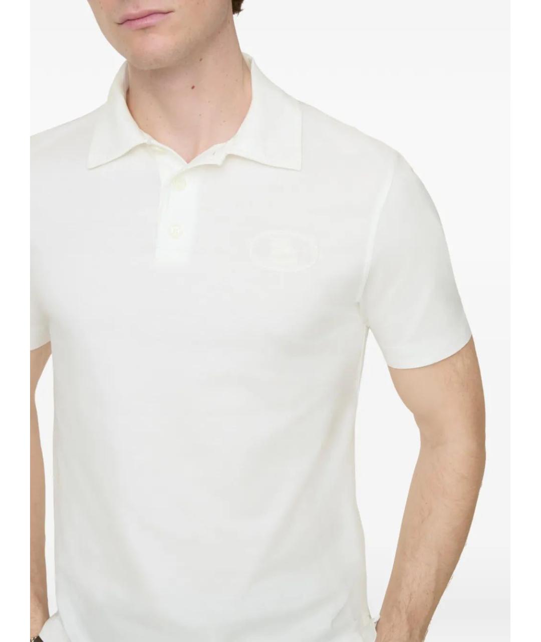 BURBERRY Белое хлопковое поло с коротким рукавом, фото 3