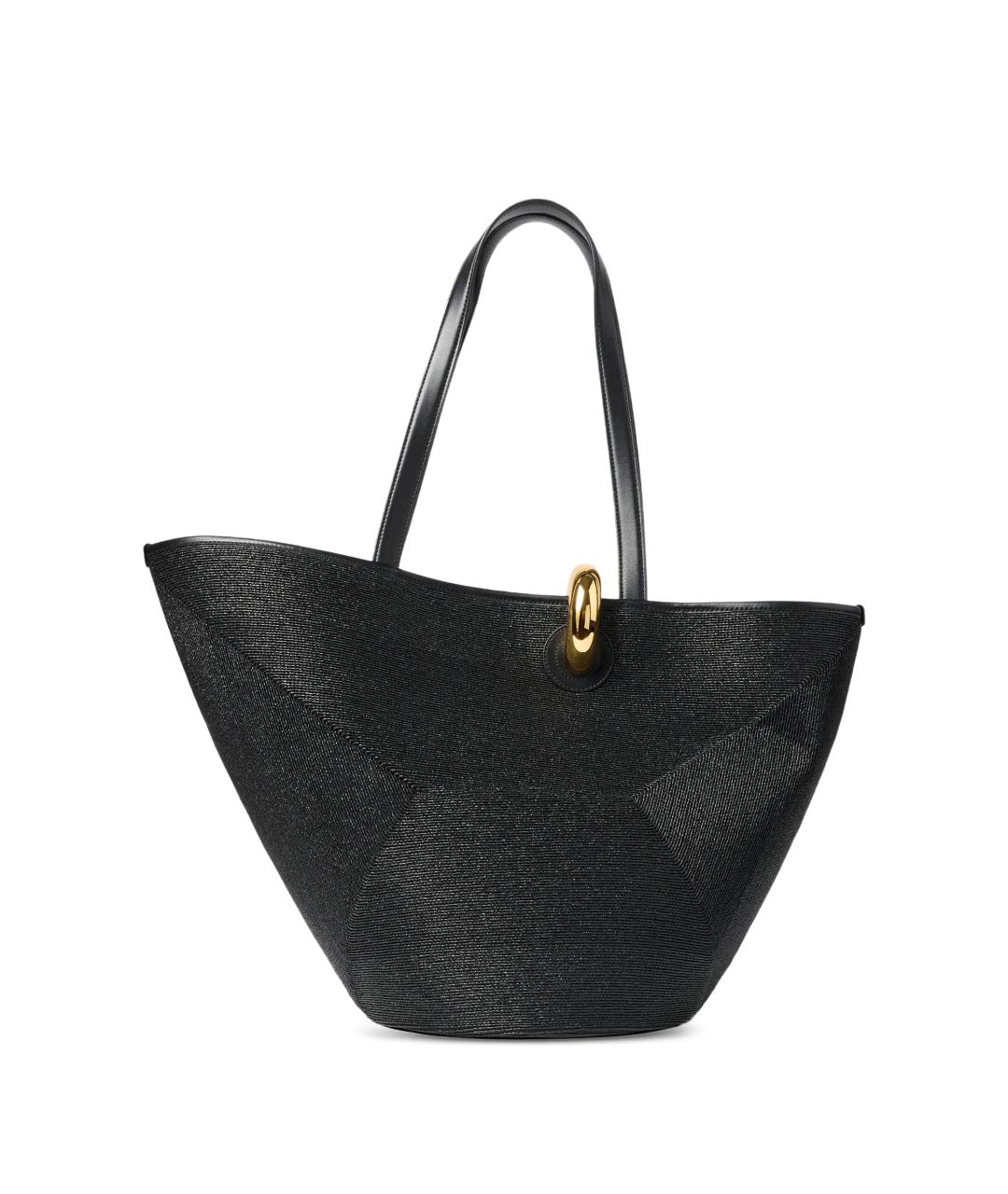 JACQUEMUS Черная кожаная сумка тоут, фото 3