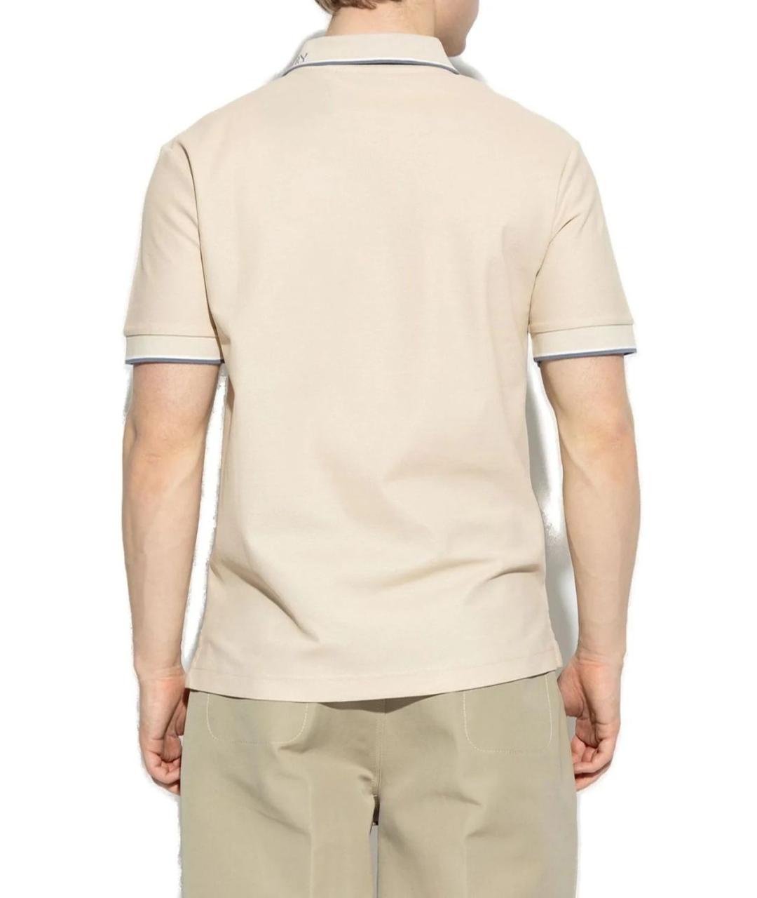 BURBERRY Бежевое хлопковое поло с коротким рукавом, фото 3