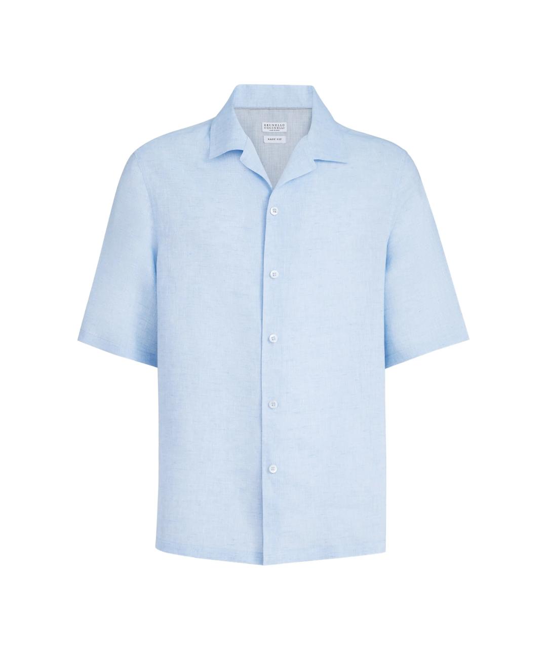 BRUNELLO CUCINELLI Голубая льняная кэжуал рубашка, фото 1