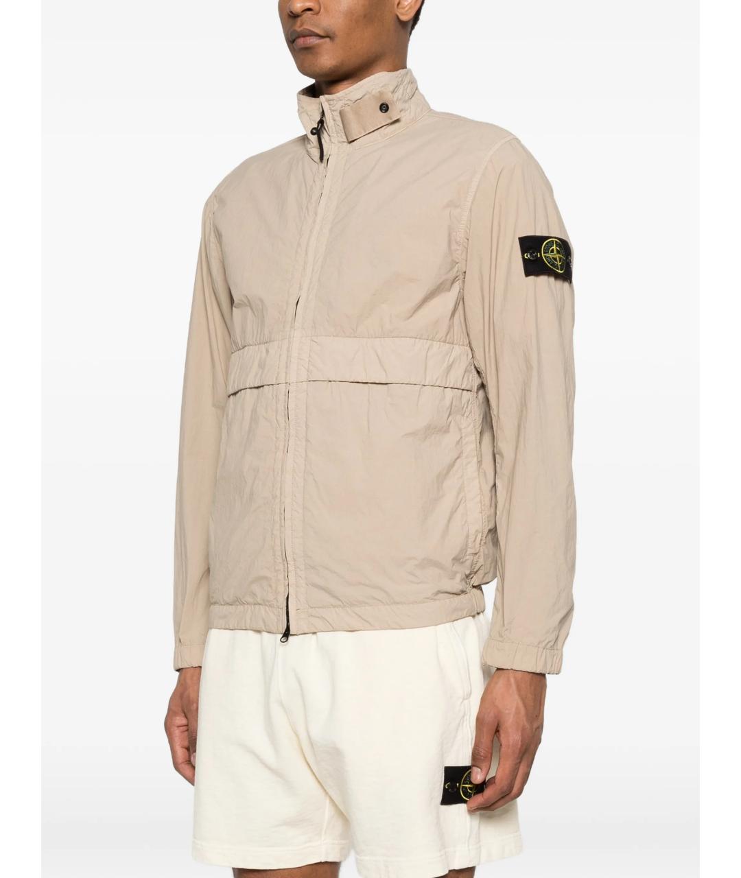 STONE ISLAND Бежевая полиуретановая куртка, фото 4