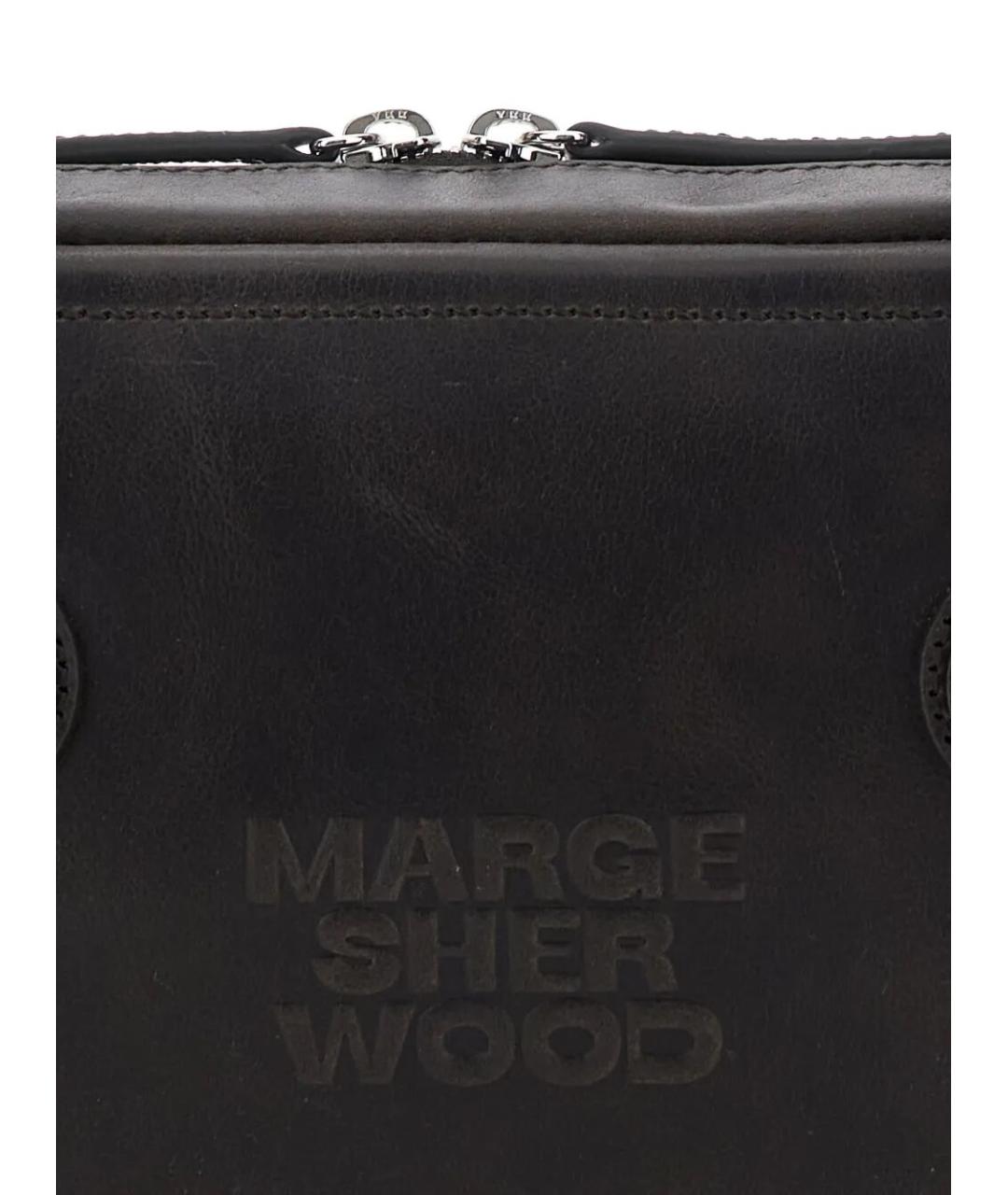 MARGESHERWOOD Черная кожаная сумка с короткими ручками, фото 3