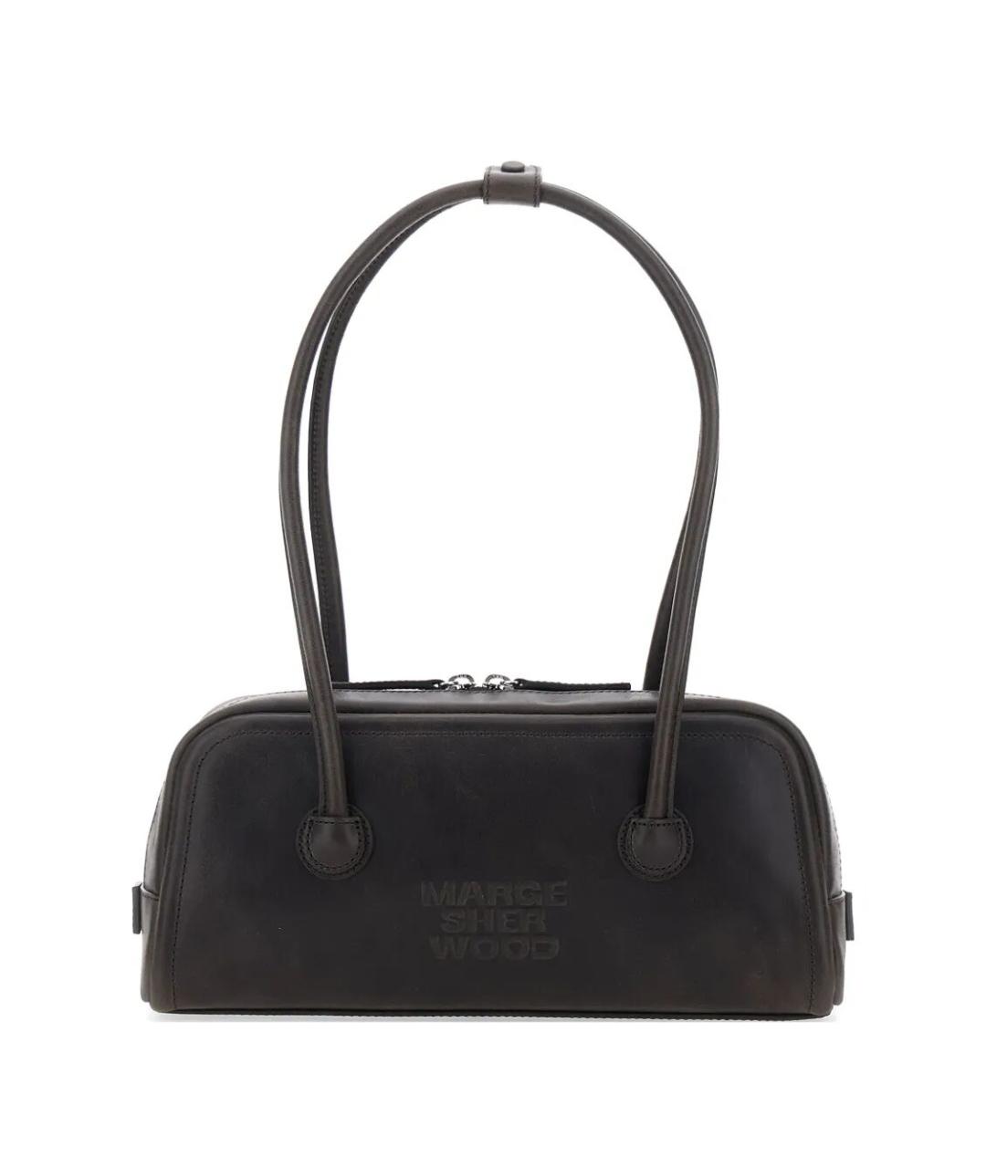 MARGESHERWOOD Черная кожаная сумка с короткими ручками, фото 1