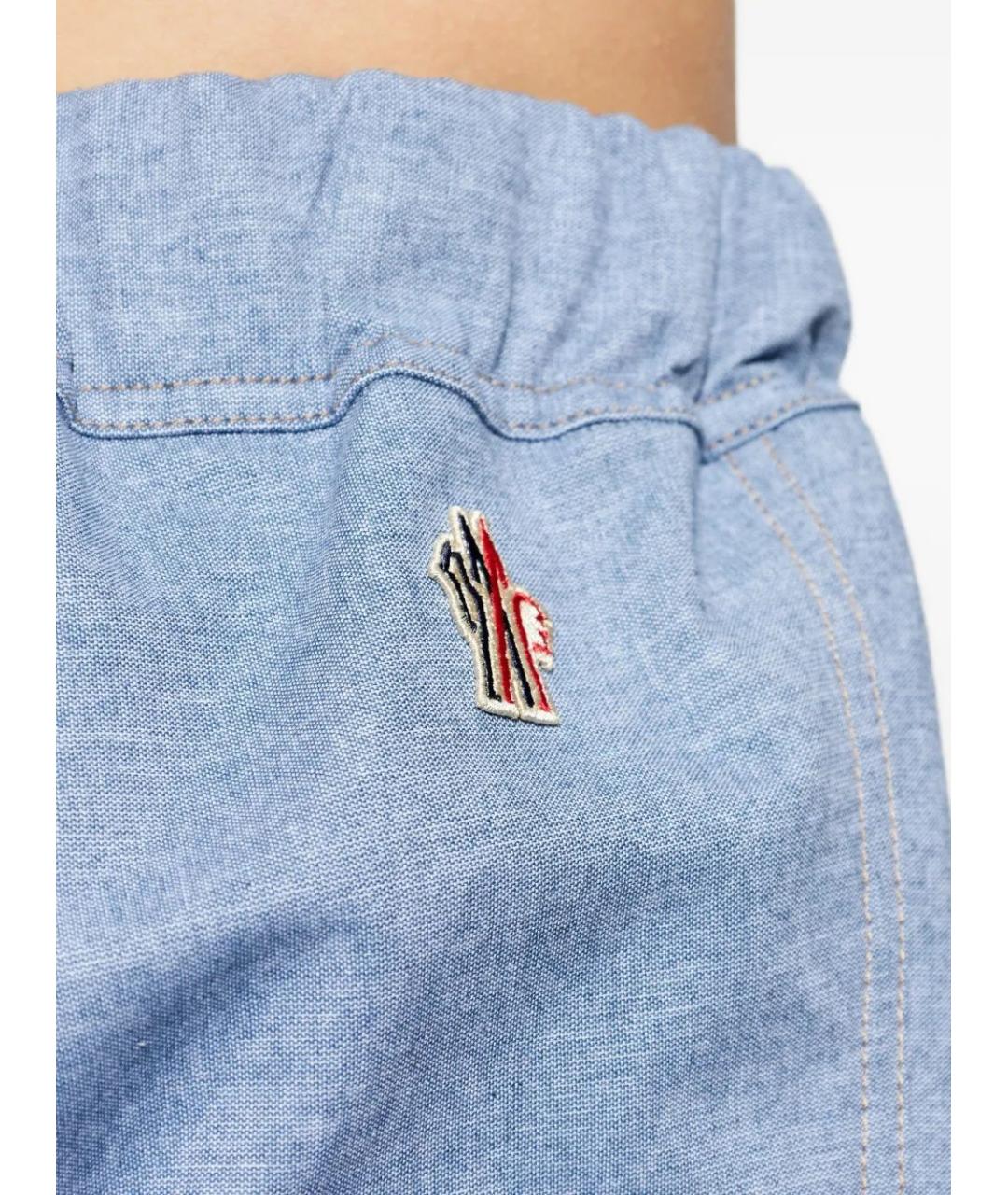 MONCLER Голубые хлопковые повседневные брюки, фото 5