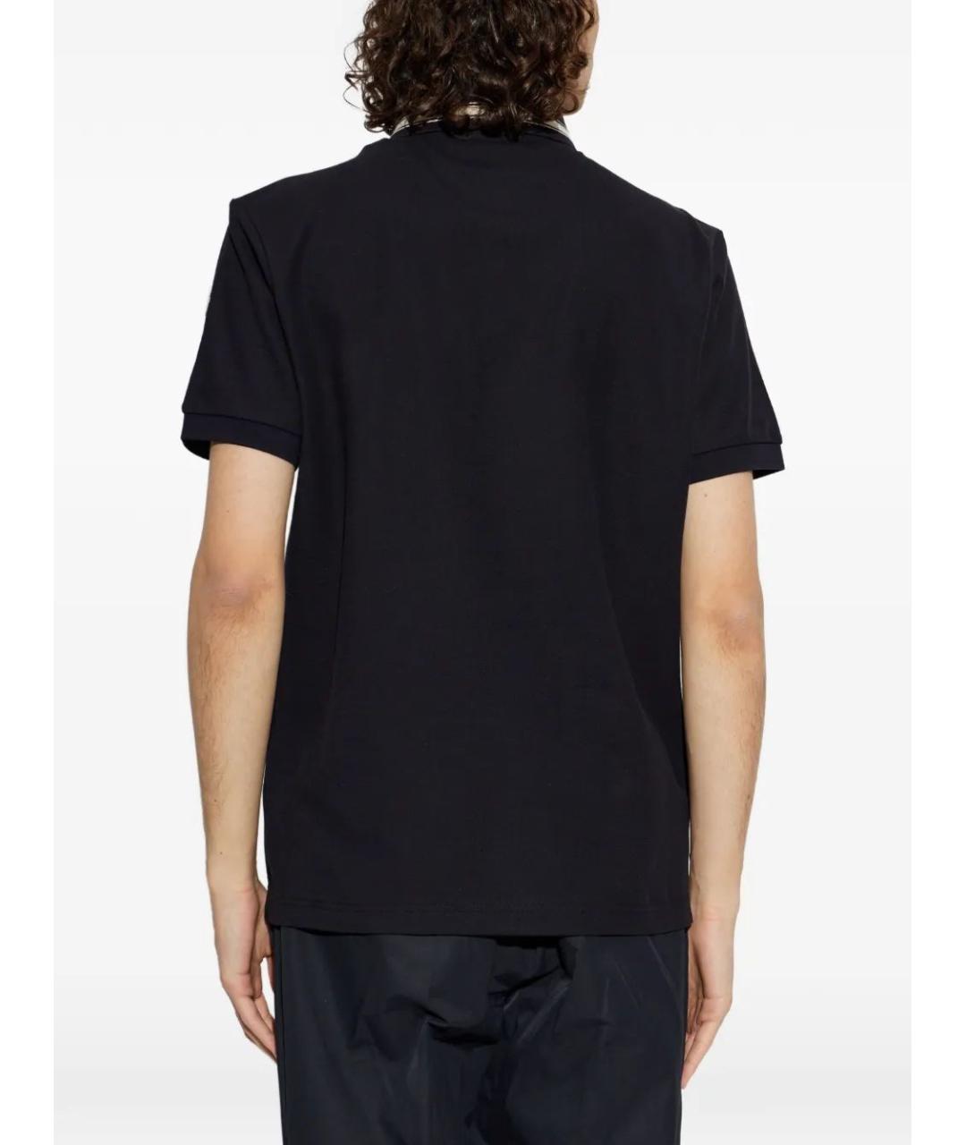 MONCLER Синее хлопковое поло с коротким рукавом, фото 3