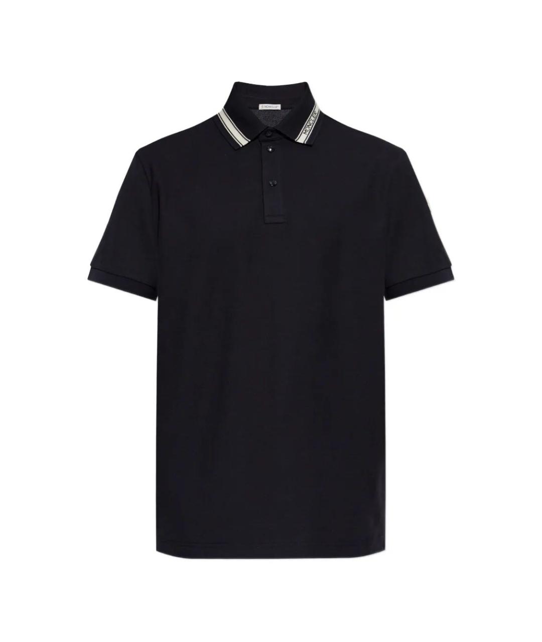MONCLER Синее хлопковое поло с коротким рукавом, фото 1