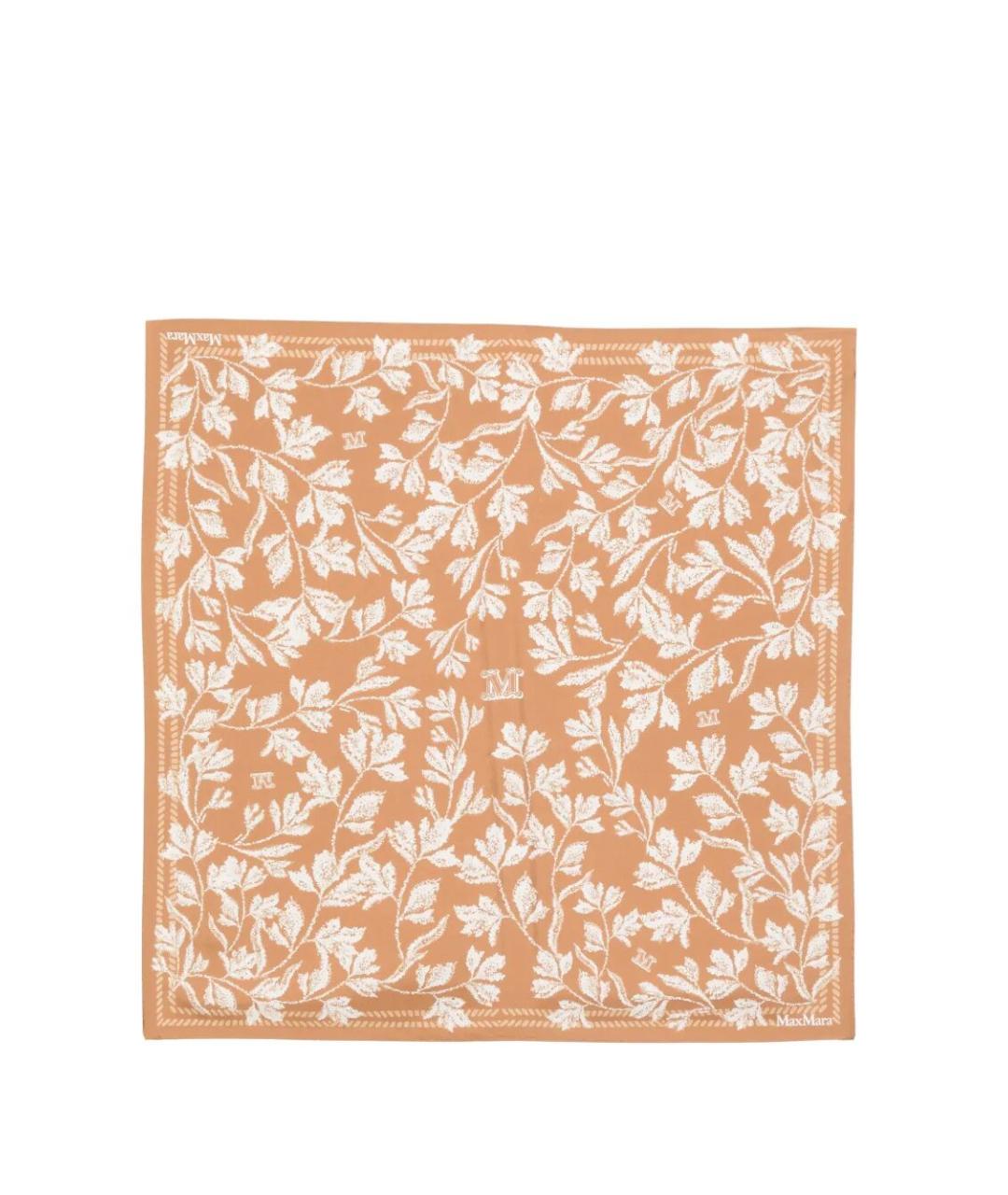 MAX MARA Коричневый шелковый шарф, фото 1