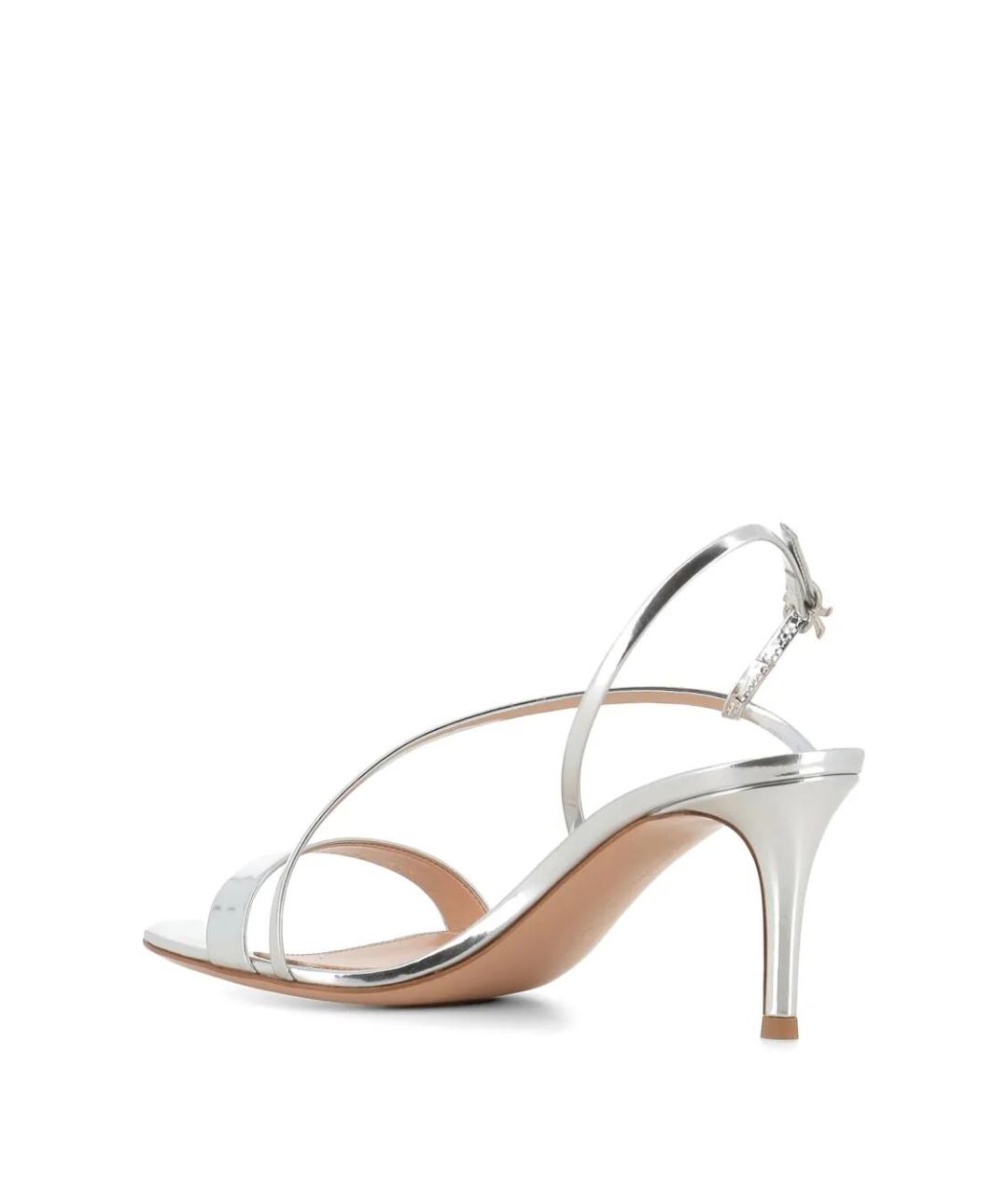 GIANVITO ROSSI Серебряные кожаные босоножки, фото 4