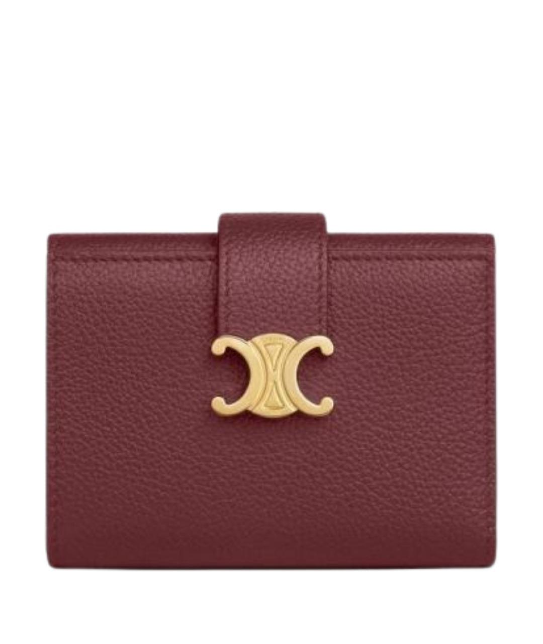 CELINE Бордовый кожаный кошелек, фото 1